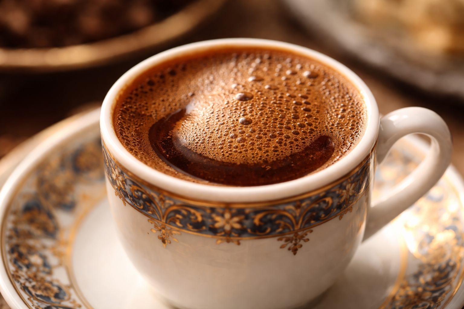 Türk kahvesi fincanı ve köpük detayı